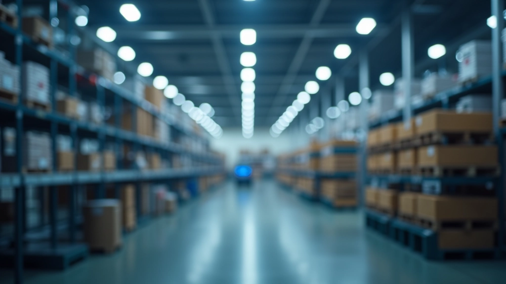 Fabrikanlage mit Robotern und Produktionslinie in moderner Fertigungshalle