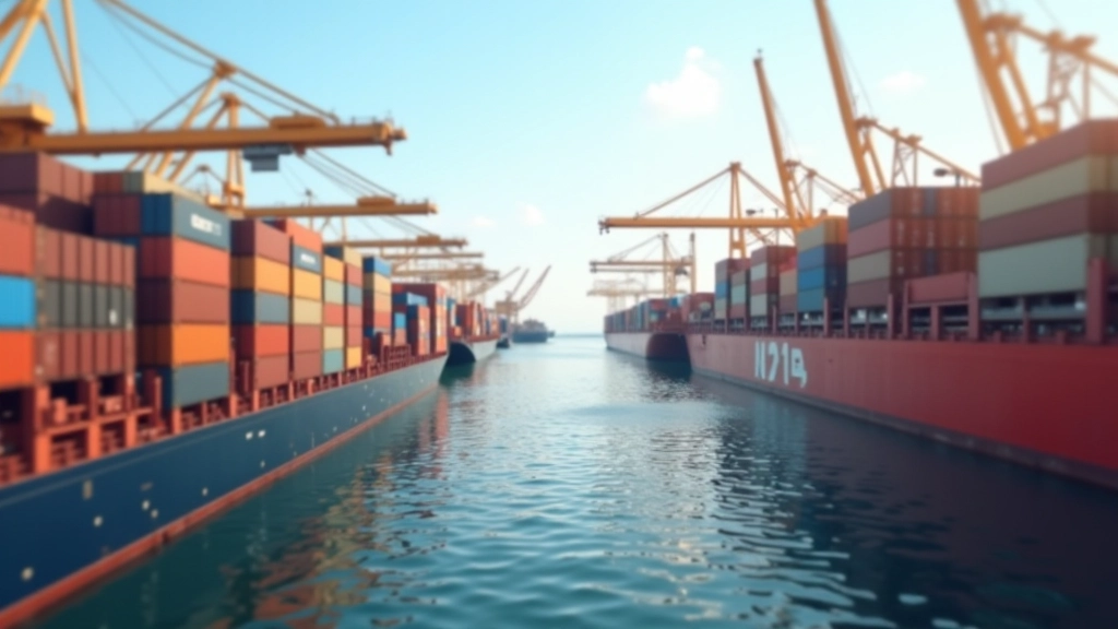 Internationale Handelsszene mit Containerumschlag und Schiffe