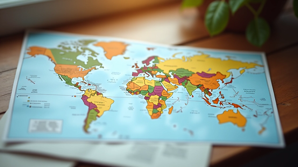 Globale Weltkarte mit Verbindungslinien zwischen verschiedenen Ländern und Handelspunkten